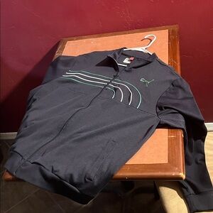 Puma Black Jacket with Green Stripes